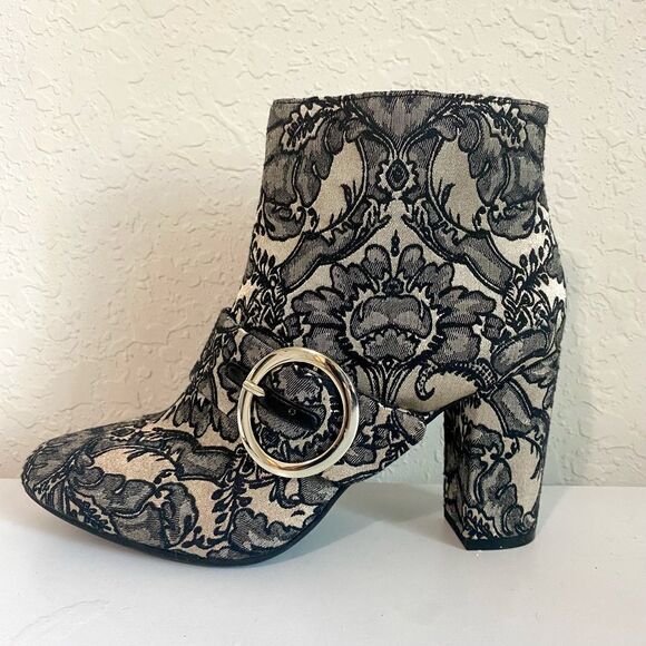 Anne Klein Shoes - Anne Klein Block Heel Textile Gray with Black Stitching  Booties size 7.5